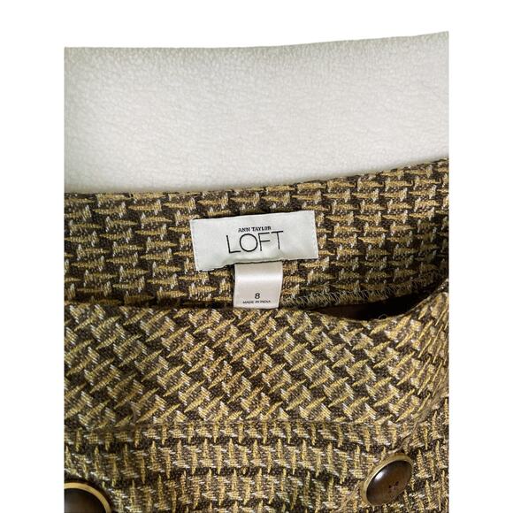 Ann Taylor Loft Women’s 8 Wool Blend Pencil Skirt Mini Skirt Lined Brown Gold - Picture 2 of 3